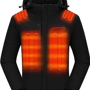 Venustas Men's Heated Jacket with Battery Pack & Detached Hood, XL Black